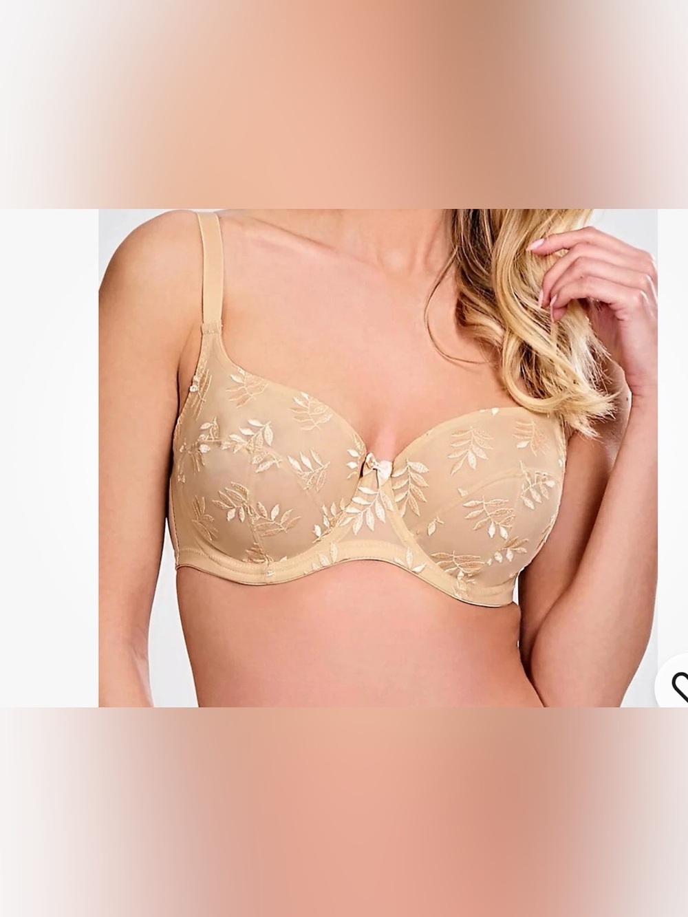 Panache Beige Embroidered Full Coverage Bra size 42DD